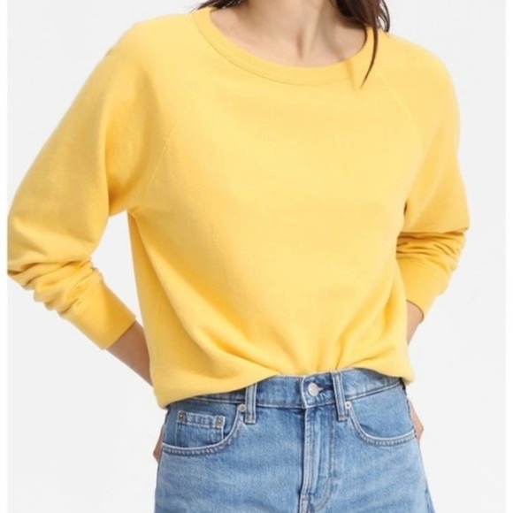 Everlane French Terry Crew Neck Sweatshirt in Yellow Size M - Picture 1 of 9